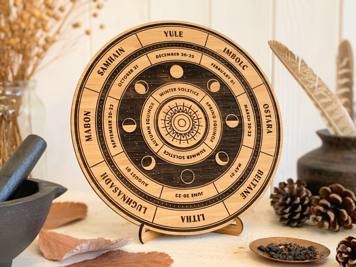 Wheel of the Year Celtic Calendar - Pagan Sabbat Wooden Wall Art