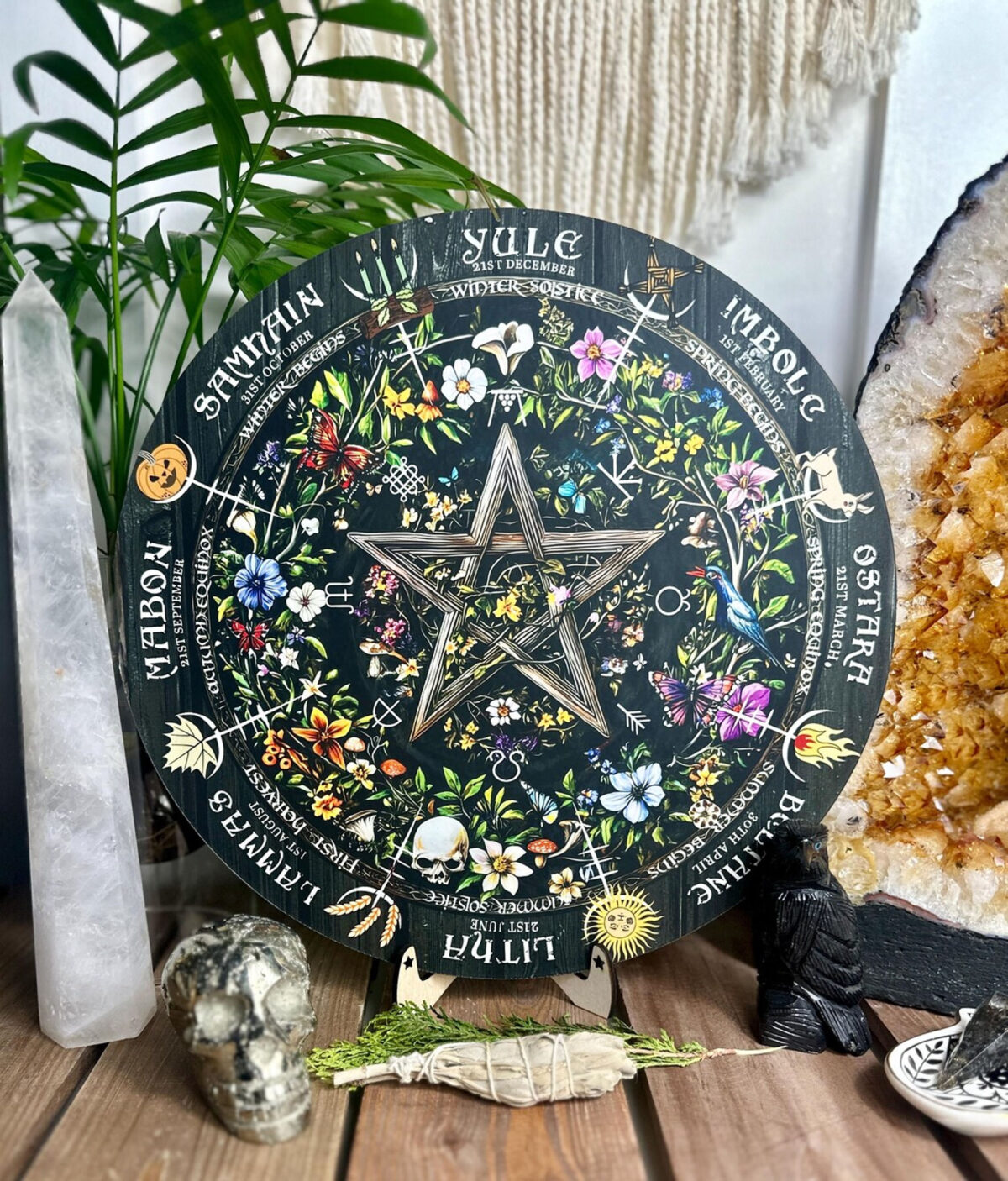 Wheel of the Year Board - Wiccan Witch Altar Decor