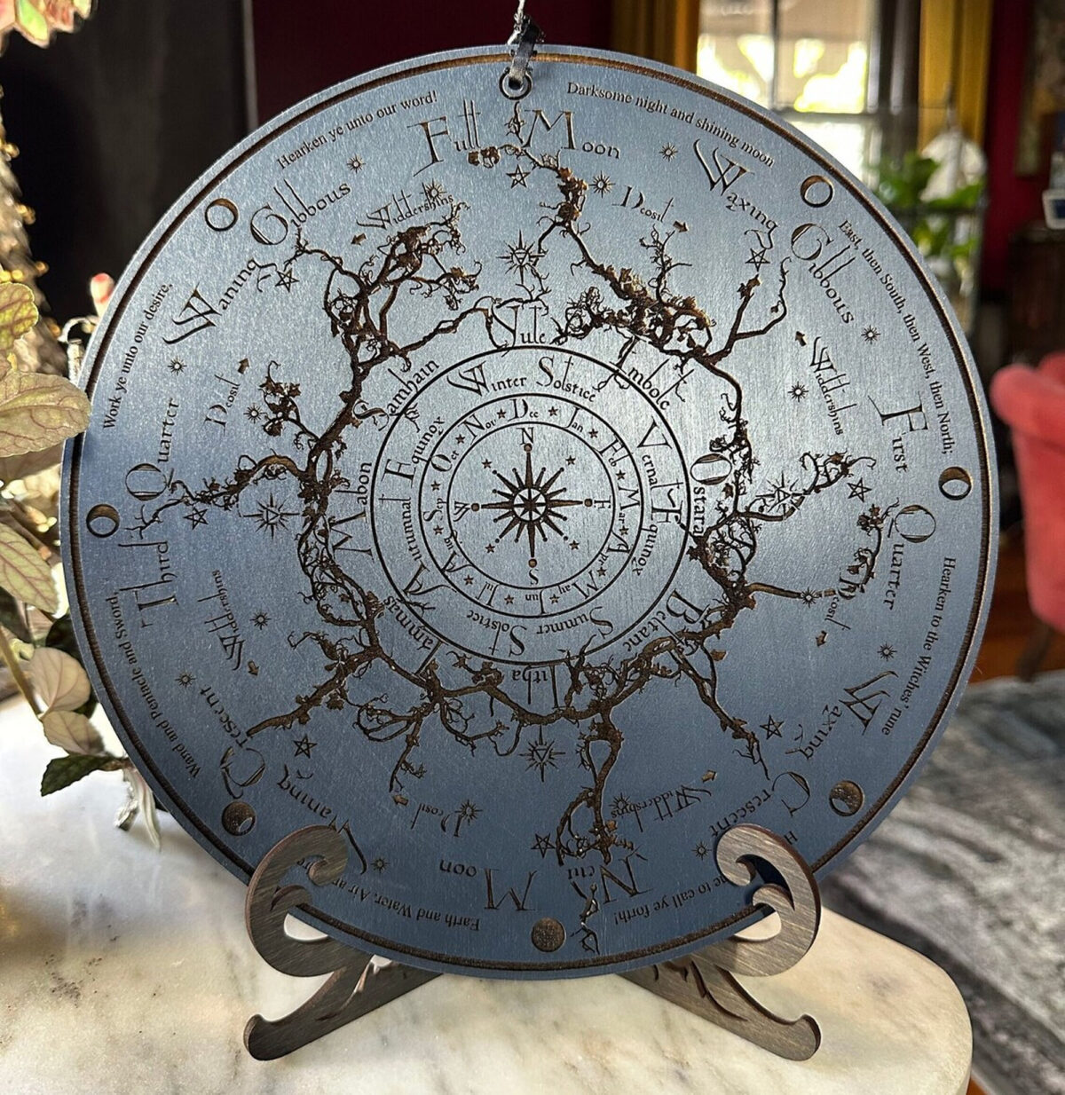 Wheel of the Year Deep Laser Engraved Wooden Pagan Calendar