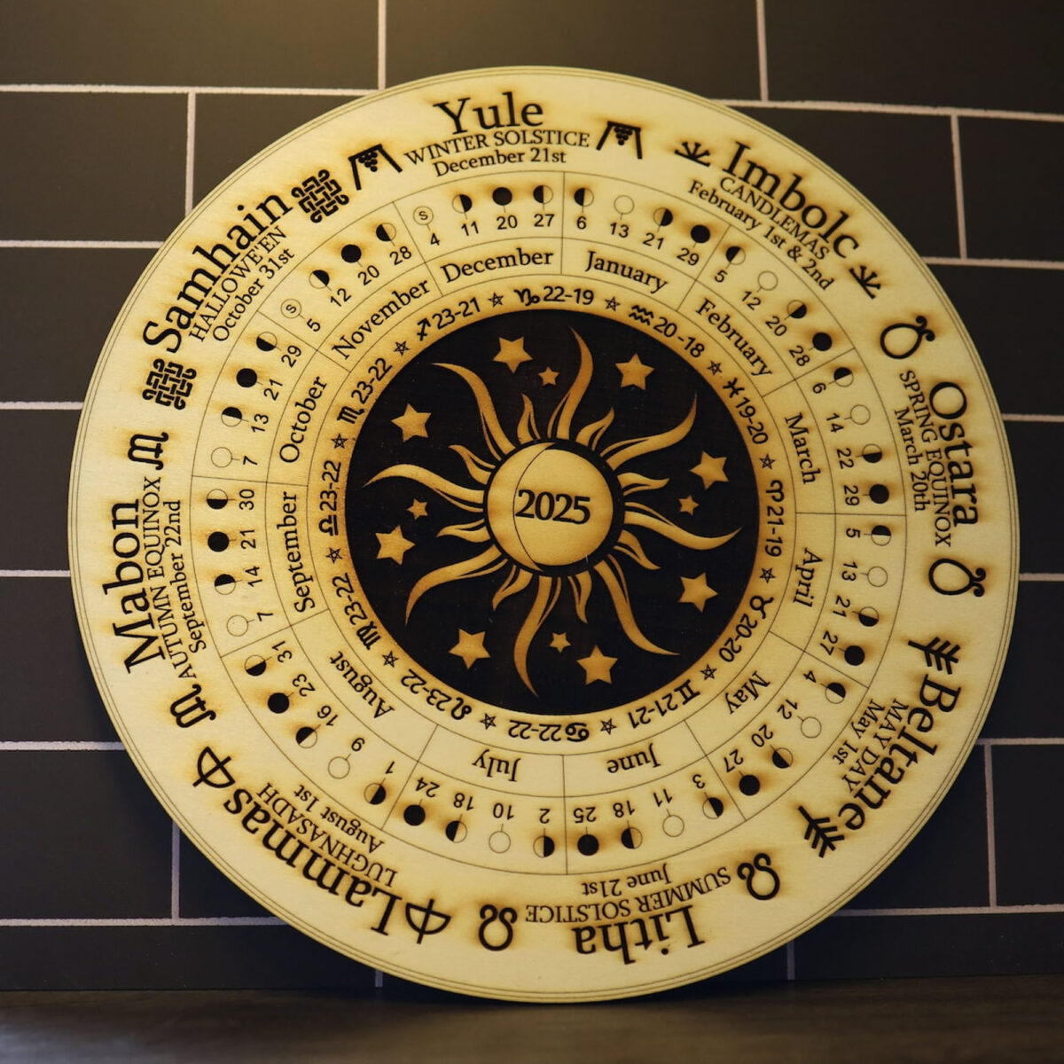 2025 Wheel of the Year Moon Phase Calendar - Pagan Wiccan Art