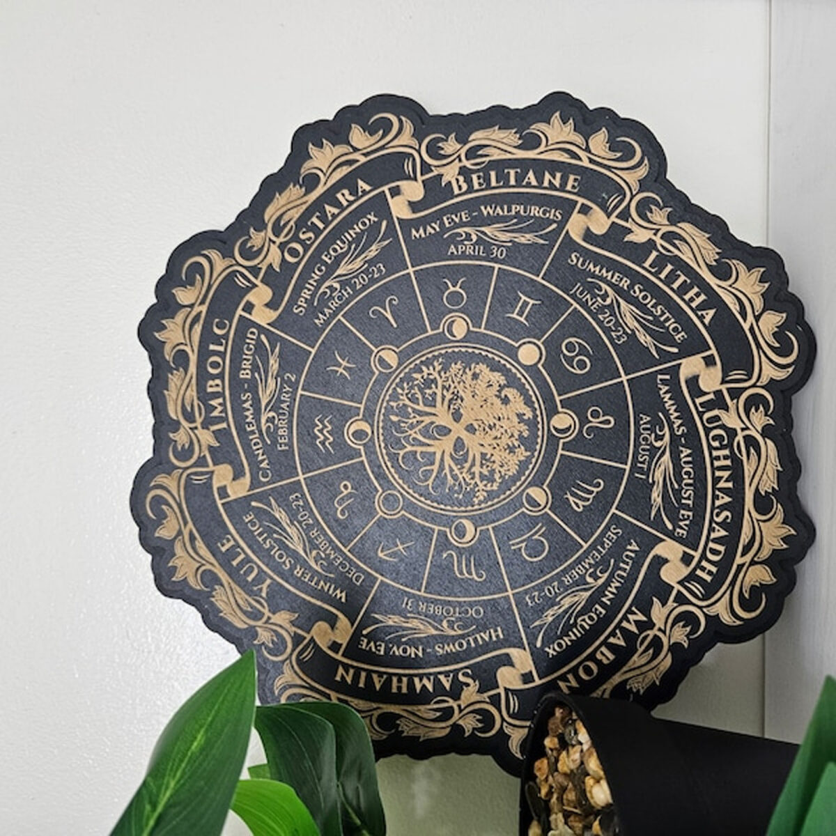 Wheel of the Year Functional Altar Board Pagan Sabbat Decor